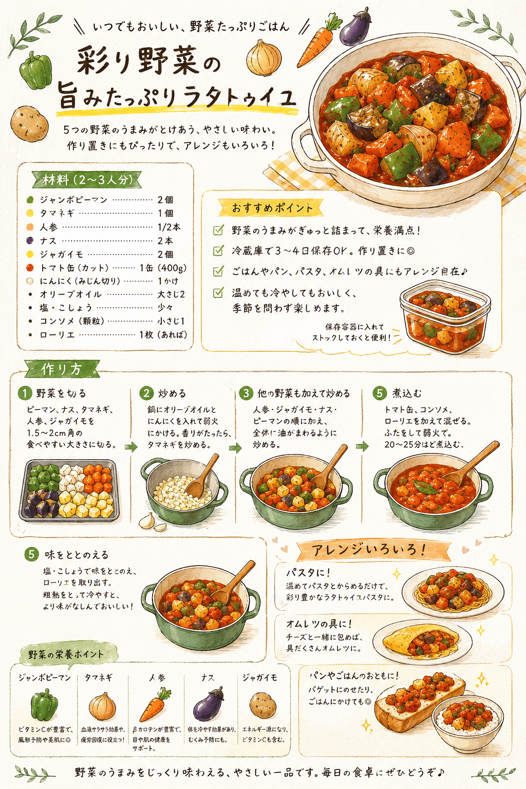 今収穫できる野菜でラタトゥイユを作ってみてはいか…